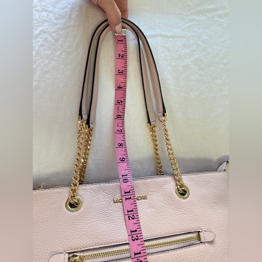 MICHAEL KORS Jet Set Item Leather Medium Front Zip Chain Tote Powder Blush - Picture 5 of 11